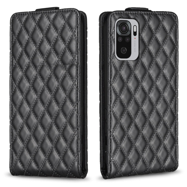 Black leather flip case with diamond lattice pattern, flip flap, camera cutout