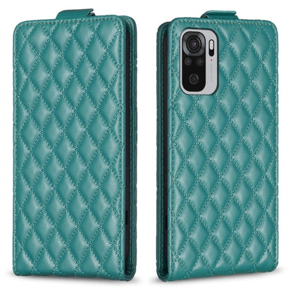 Teal leather flip case with diamond lattice pattern, flip flap, camera cutout