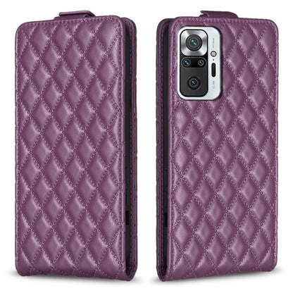 Purple leather flip case with diamond lattice texture, flip flap, camera cutout