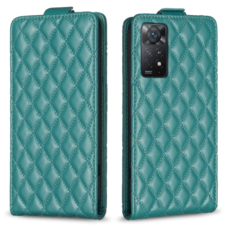 Teal diamond-lattice leather flip phone case with camera cutout and folio flap