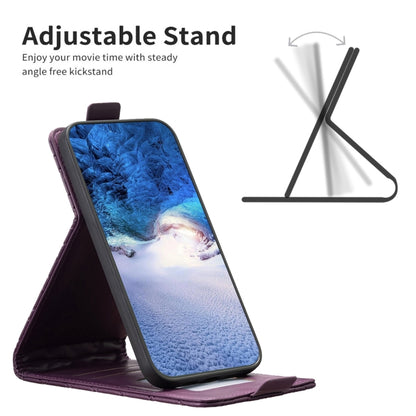 Dark purple diamond lattice leather flip phone case with adjustable stand support
