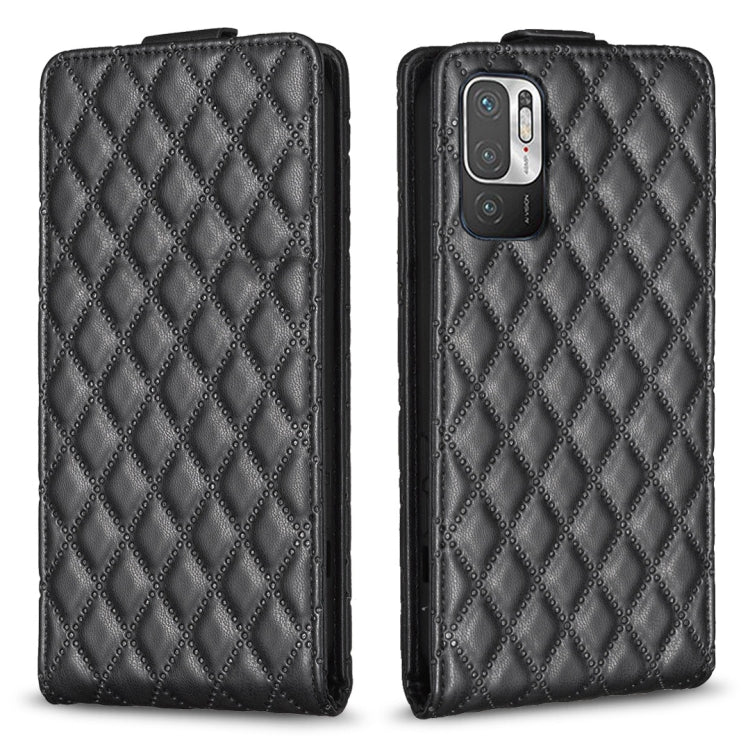 Dark gray diamond lattice vertical flip leather phone case, front cover and camera cutout