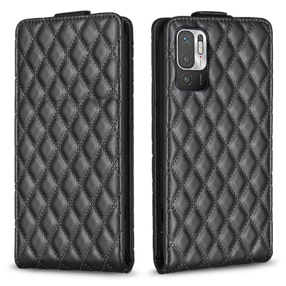 Dark gray diamond lattice vertical flip leather phone case, front cover and camera cutout