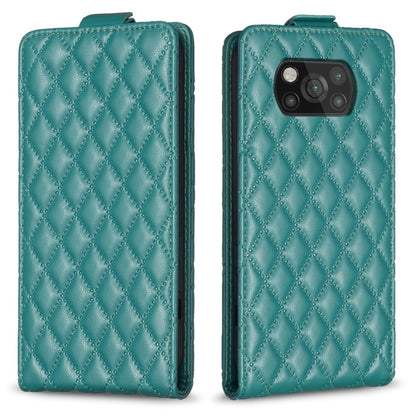 Teal diamond-lattice vertical flip leather phone case with camera cutout