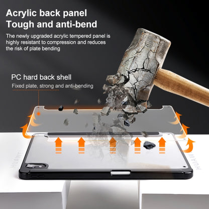 Clear acrylic tablet case with black hard shell, shock and drop resistance view