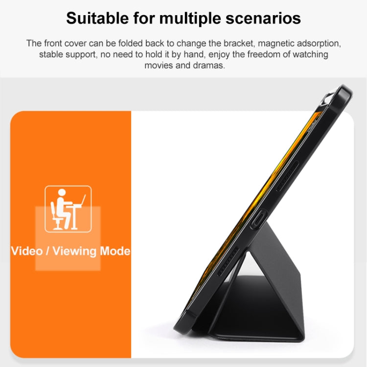 3-fold clear acrylic tablet case folded into viewing stand for movies and calls