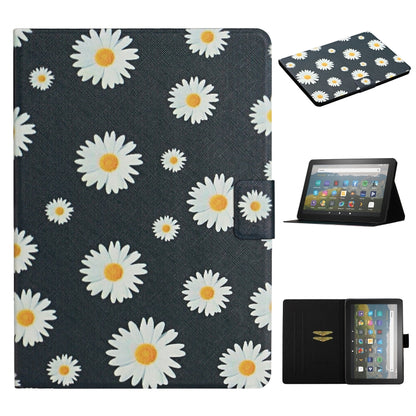 Dark gray smart tablet case with white daisies pattern