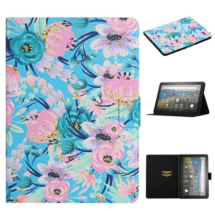 Light blue floral smart tablet case with pink and blue blossom pattern