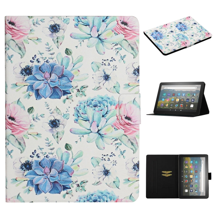Smart leather folio tablet case with blue and pink floral print, Kindle Fire Max 11