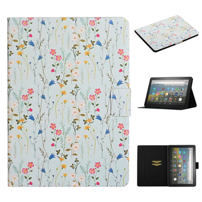 Smart leather folio tablet case with multicolor wildflower sprig print, Kindle Fire Max 11