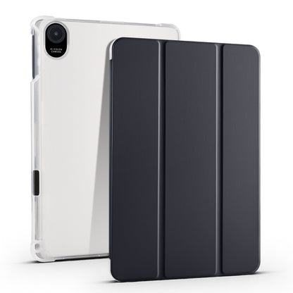 Tablet case with transparent TPU back and dark charcoal folding cover