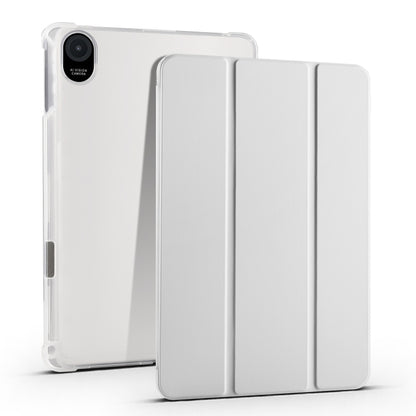 Tablet case with transparent TPU back and white tri-fold folding cover