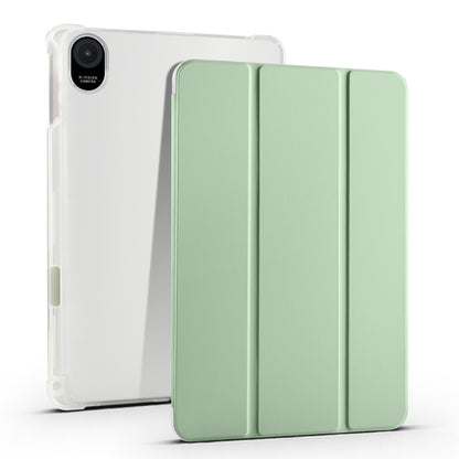 3-folding transparent TPU tablet case with light green front cover