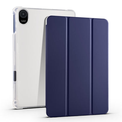 3-folding transparent TPU tablet case with dark navy front cover