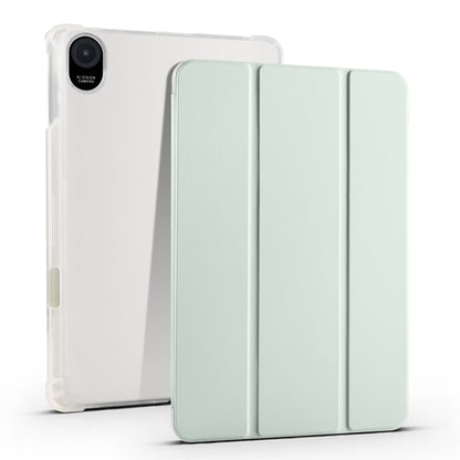3-folding transparent TPU tablet case with mint green front cover and clear back