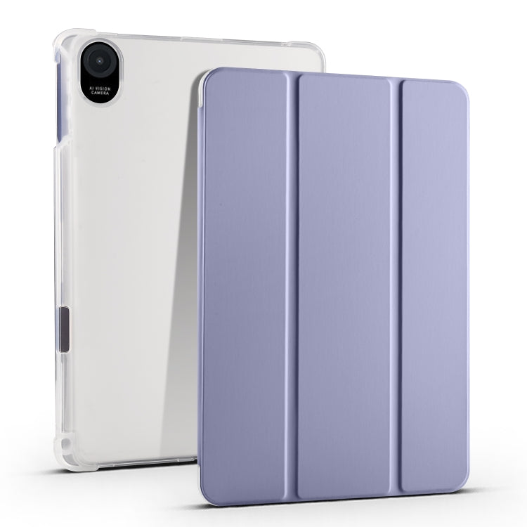 3-folding transparent TPU tablet case with lavender front cover