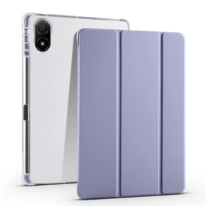 3-folding transparent TPU tablet case with indigo blue front cover and transparent back