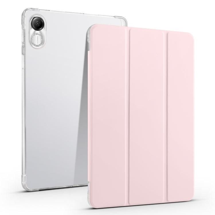 Folding transparent TPU tablet case with light pink front cover