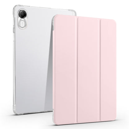 Folding transparent TPU tablet case with light pink front cover