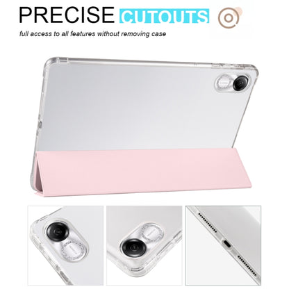 Transparent TPU tablet case with light pink folio front and camera cutout