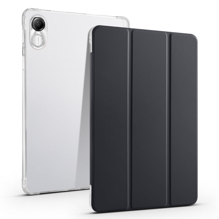 Folding transparent TPU tablet case with dark front cover