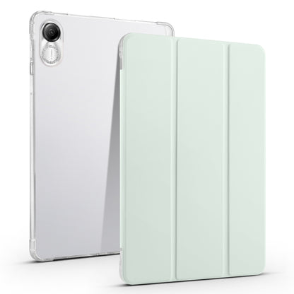 3-folding transparent TPU tablet case with pale mint fold front cover and transparent back