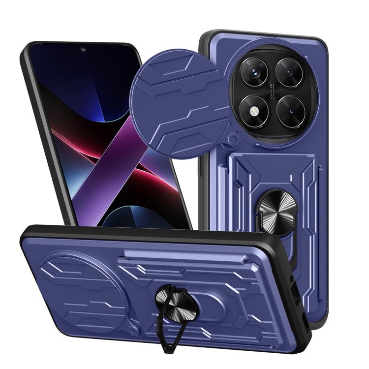 Sliding Camshield phone case with card slot, navy blue/black armor with sliding camera cover