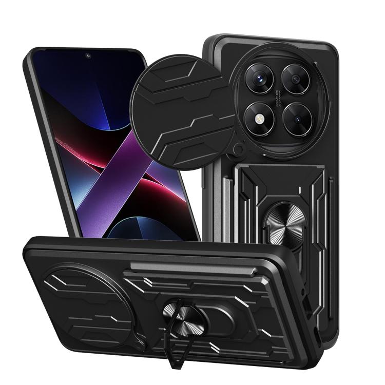 Sliding Camshield phone case with card slot, black armor with sliding camera cover
