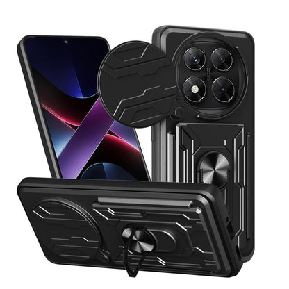 Sliding Camshield phone case with card slot, black armor with sliding camera cover