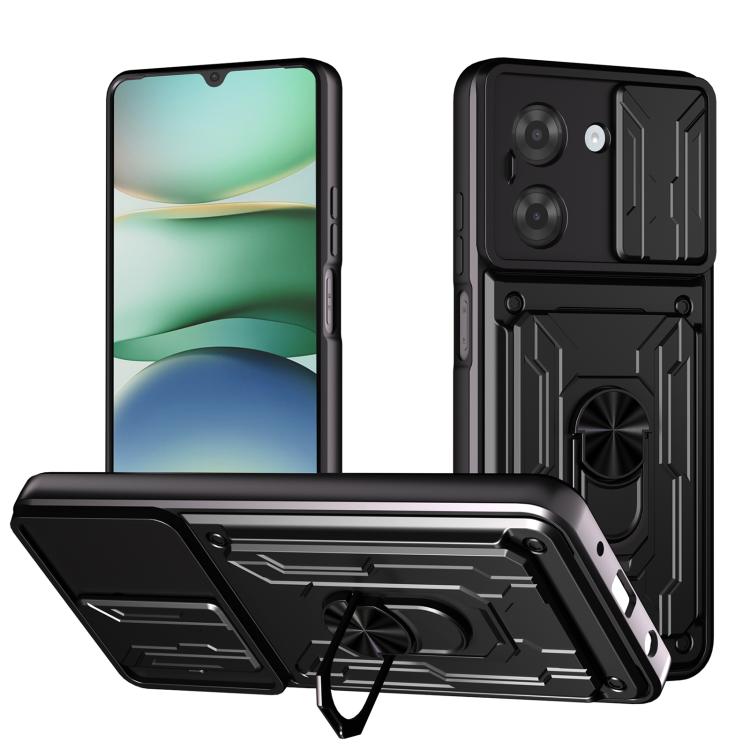 Sliding Camshield phone case with card slot, dark gray/black armor with sliding camera cover