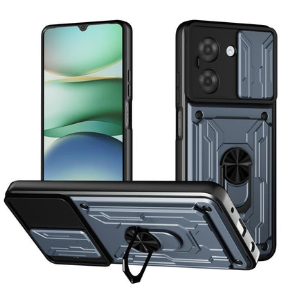 Sliding Camshield phone case with card slot, gray/black armor with sliding camera cover