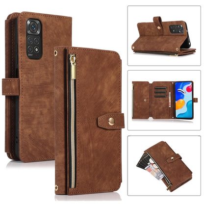 Brown leather phone wallet case with zipper, card slots, and foldover strap