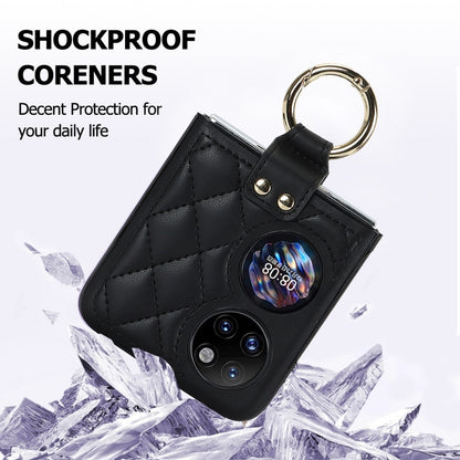 Rhombic Microfiber Folding Phone Case with Ring, For Huawei P50 Pocket