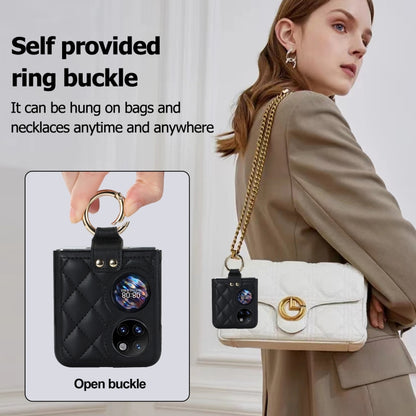 Rhombic Microfiber Folding Phone Case with Ring, For Huawei P50 Pocket