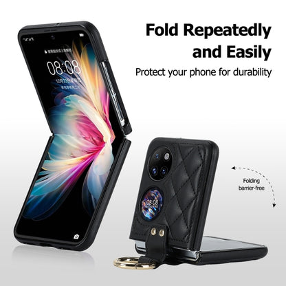 Rhombic Microfiber Folding Phone Case with Ring, For Huawei P50 Pocket