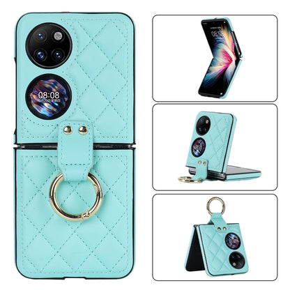 Rhombic Microfiber Folding Phone Case with Ring, For Huawei P50 Pocket