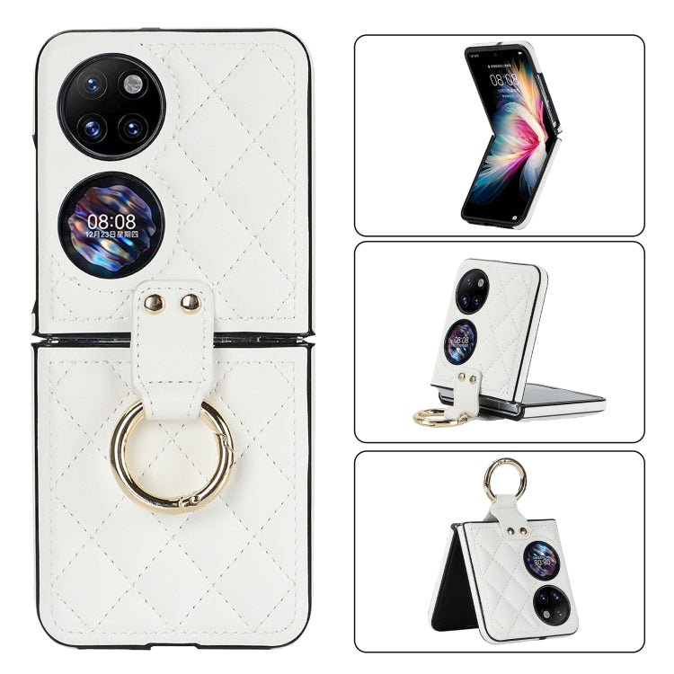 Rhombic Microfiber Folding Phone Case with Ring, For Huawei P50 Pocket