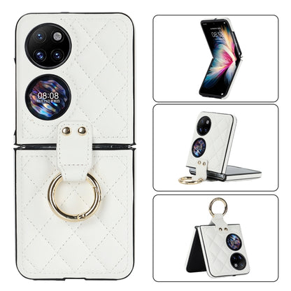 Rhombic Microfiber Folding Phone Case with Ring, For Huawei P50 Pocket