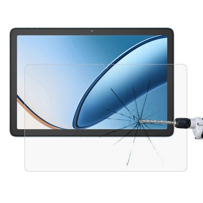 0.3mm explosion-proof tempered glass screen protector on tablet with impact cracks on film