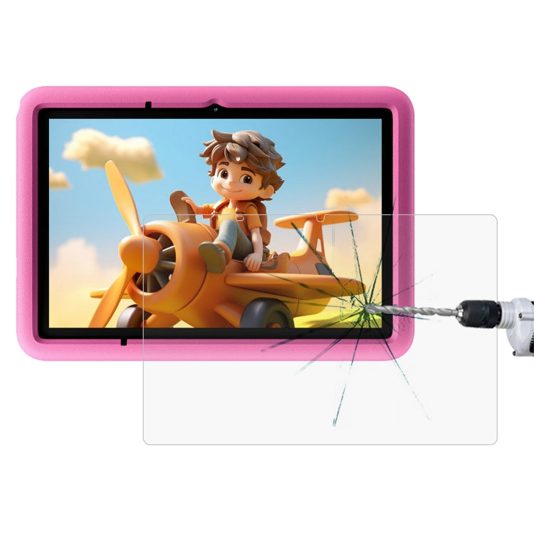0.3mm explosion-proof tempered glass screen protector on pink tablet case, impact shown