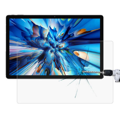 Explosion-proof tempered glass screen protector film on tablet display with impact tool