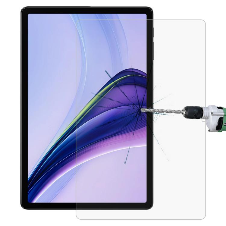 Explosion-proof tempered glass screen protector film on tablet screen with installation tool