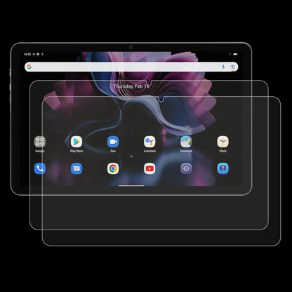 Tempered glass screen protector for tablet, clear film layered over display