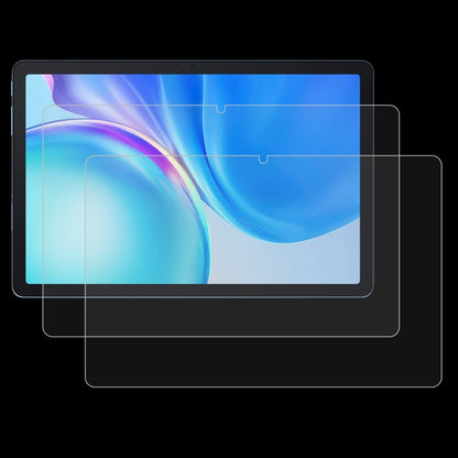 2-pack tempered glass screen protectors, clear layers showing corner cutouts