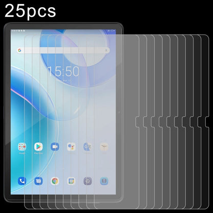 25-piece tempered glass screen protector set, layered on a tablet screen
