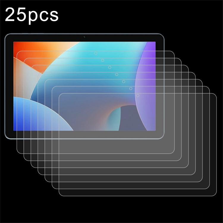 25-pack tempered glass screen protector film, clear overlay set for tablet display