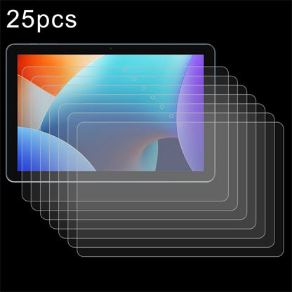 25-pack tempered glass screen protector film, clear overlay set for tablet display