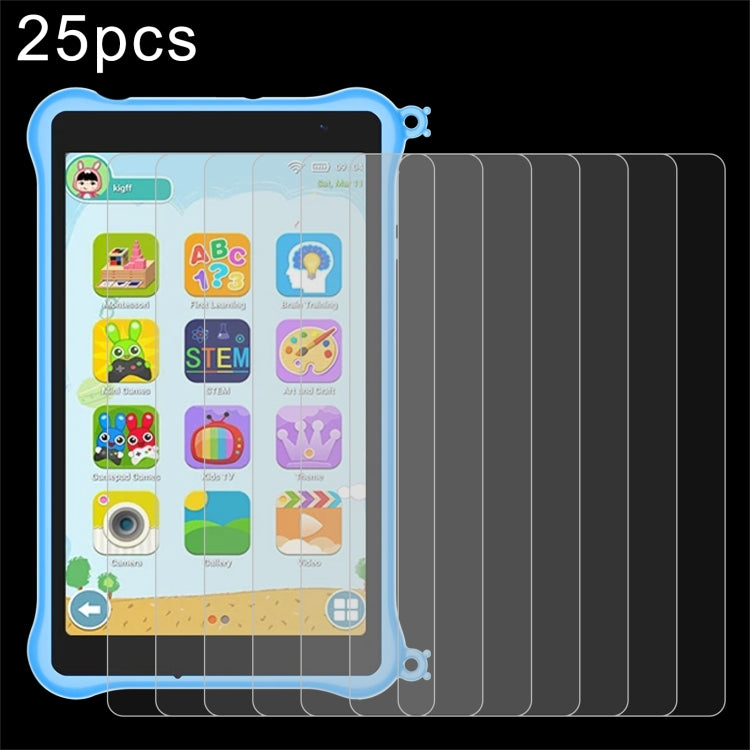 25-pack tempered glass screen protector film, stacked clear guards for tablet screen