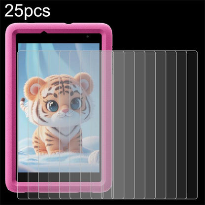 25-pack tempered glass screen protector film, clear layered screen guard on tablet