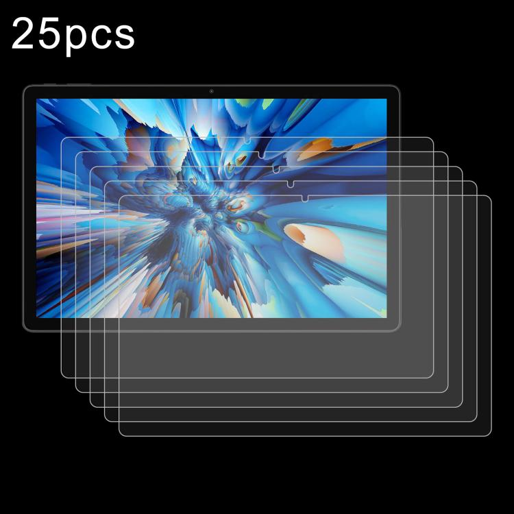 25 tempered glass screen protector films, shown layered across a tablet